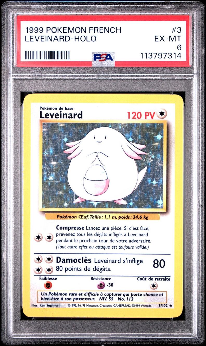 PSA 6 EX-MT Chansey (Leveinard) 3/102 French Base Unlimited Holo Rare (CGC/BGS)